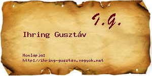 Ihring Gusztáv névjegykártya